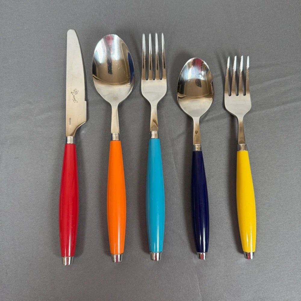 Fiesta Multicolor 5 Piece Dining Flatware SetRetro Colorful - Picture 1 of 4